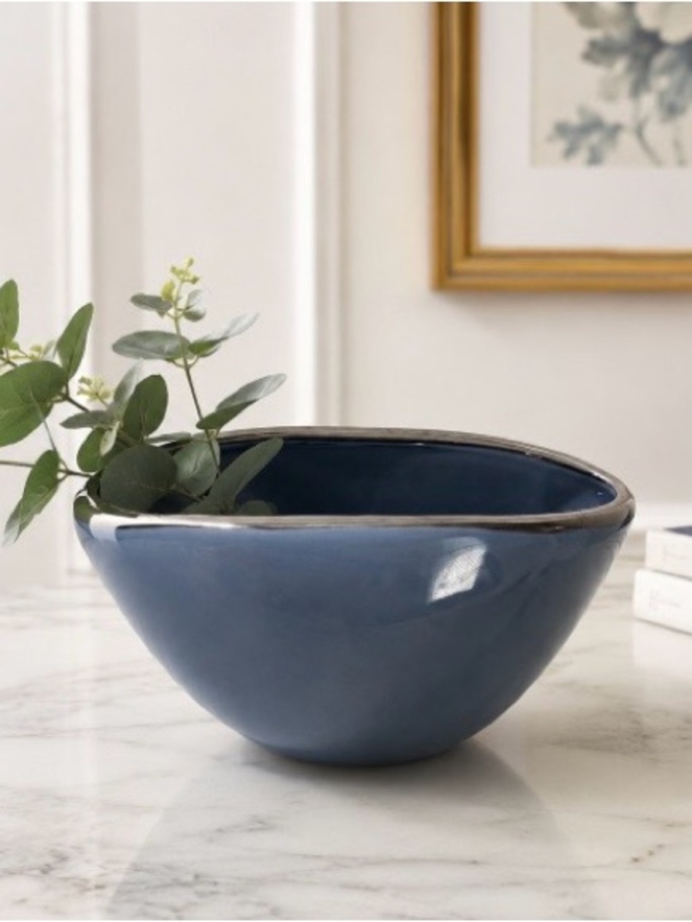 Paoli Ceramics Montelupo Italy Blue Bowl Vase 8.5"x5" Mid-Century Modern MCM